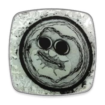 Planetengesicht mit Sonnenbrille - Viereckiger Kühlschrankmagnet - Weiß - Vorne