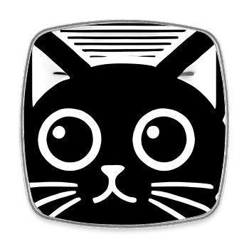 Conception artistique audacieuse de ligne de chat noir - Magnet carré - blanc - Devant