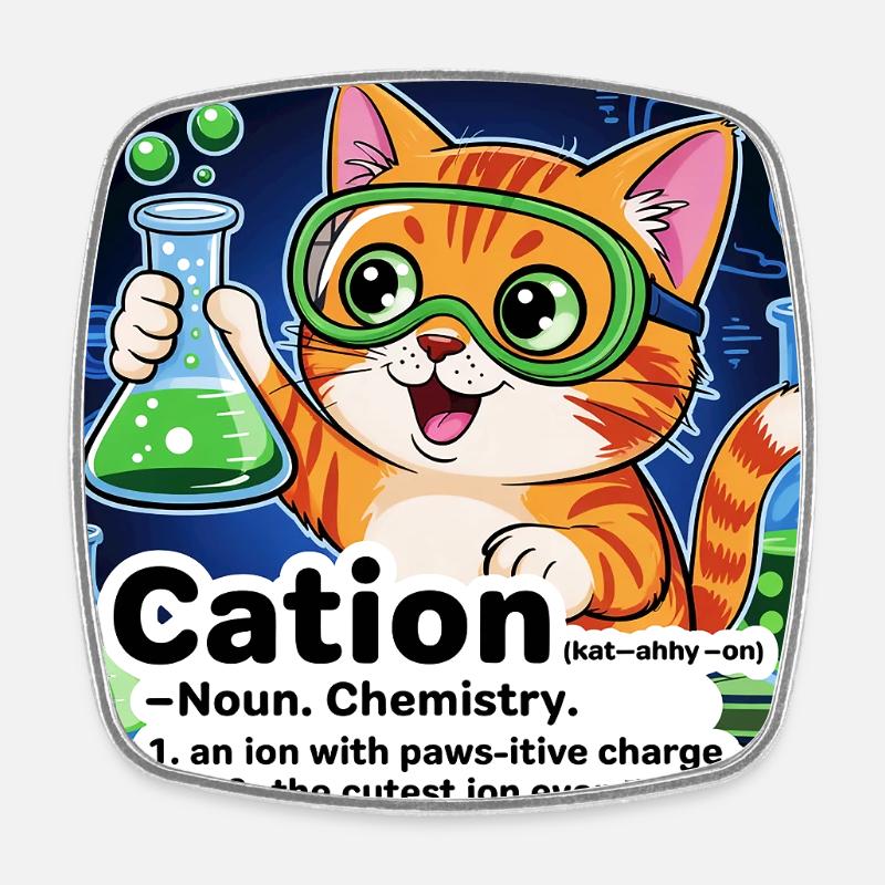 Cation – Pawsitive Chemistry Chat - Magnet carré - blanc