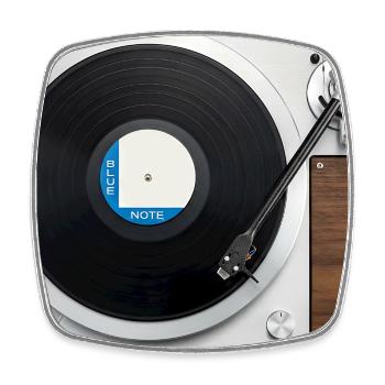 Jeu de vinyle vinyle gramophone platine - Magnet carré - blanc - Devant