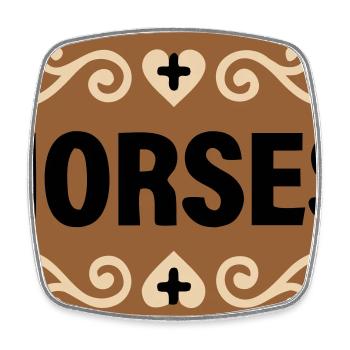 Horses Lettering Retro Riding - Square fridge magnet - white - Front