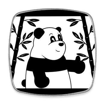 Cartoon panda thumbs up with bamboo - Square fridge magnet - white - Front