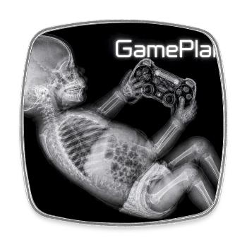 Röntgenbaby mit Spielcontroller - Viereckiger Kühlschrankmagnet - Weiß - Vorne