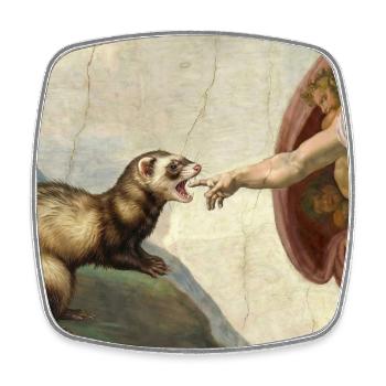 Le mème du furet bat le furet de la main de Dieu - Magnet carré - blanc - Devant