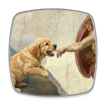 Mème chien God Hand Golden Retriever - Magnet carré - blanc - Devant