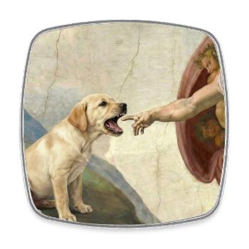 Mème de chien Dieu main Labrador Chiens - Magnet carré - blanc - Devant