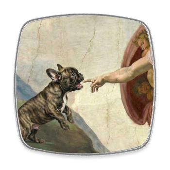 Mème du chien God God Hand du chien bouledogue français - Magnet carré - blanc - Devant
