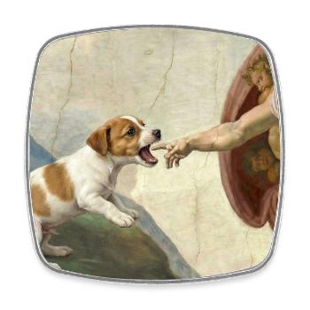 Mème du chien God Hand Beagle Dog - Magnet carré - blanc - Devant
