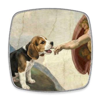 Mème du chien God Hand Beagle Dog - Magnet carré - blanc - Devant