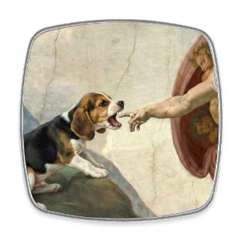 Mème du chien God Hand Beagle Dog - Magnet carré - blanc - Devant