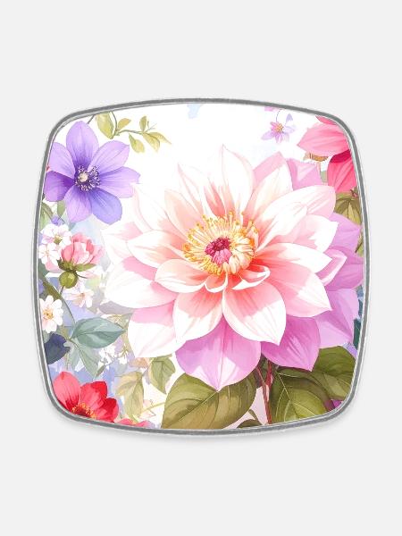 Pastel Flowers for Spring Clothing - Square fridge magnet - white
