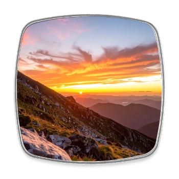 Sunset over the mountain - Square fridge magnet - white - Front