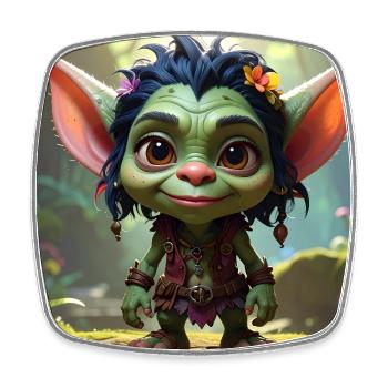 Green Forest Goblin Character - Square fridge magnet - white - Front