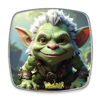 Green Forest Goblin in Adventure - Square fridge magnet - white - Front