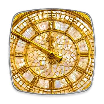 Goldene Barockuhr - Viereckiger Kühlschrankmagnet - Weiß - Vorne
