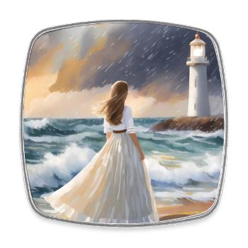 La Femme et le Phare - Magnet carré - blanc - Devant