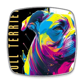 Staffie Head Popart - 050 - Viereckiger Kühlschrankmagnet - Weiß - Vorne