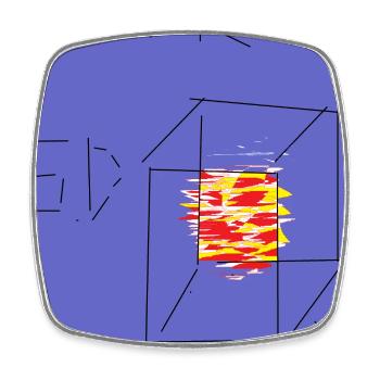 Kubische Flammengrafik - Viereckiger Kühlschrankmagnet - Weiß - Vorne