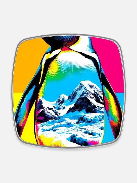 Pinguin - Viereckiger Kühlschrankmagnet - Weiß
