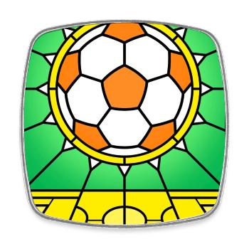 Stained Glass Football Design - Square fridge magnet - white - Front
