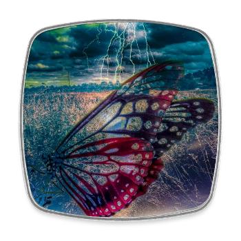 Butterfly under Storm Light - Square fridge magnet - white - Front
