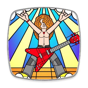 Stained Glass Rock Guitarist - Square fridge magnet - white - Front