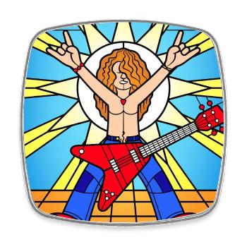 Stained Glass Rock Guitarist - Square fridge magnet - white - Front