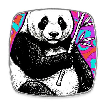 Panda - Viereckiger Kühlschrankmagnet - Weiß - Vorne