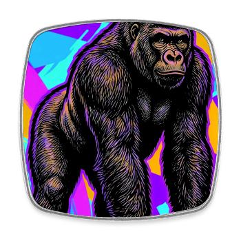 gorilla - Square fridge magnet - white - Front