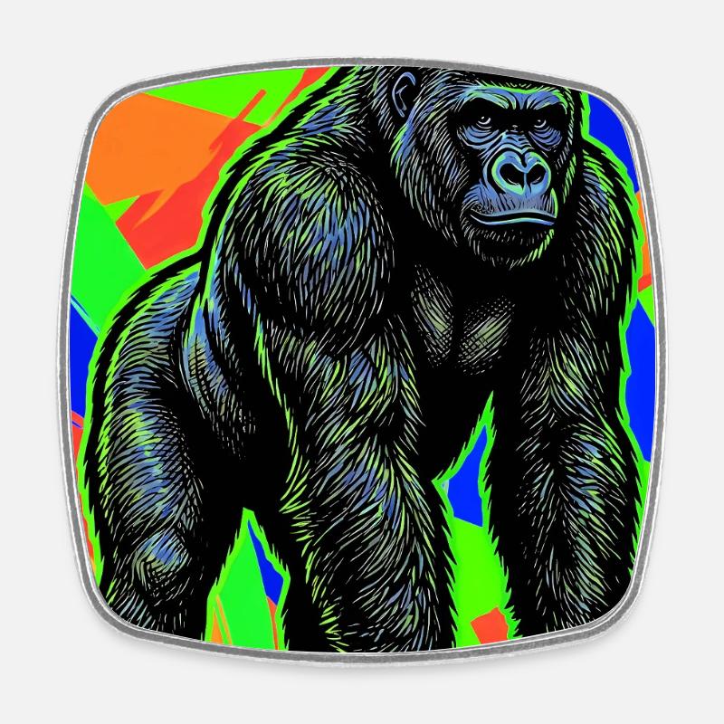 Gorilla - Viereckiger Kühlschrankmagnet - Weiß
