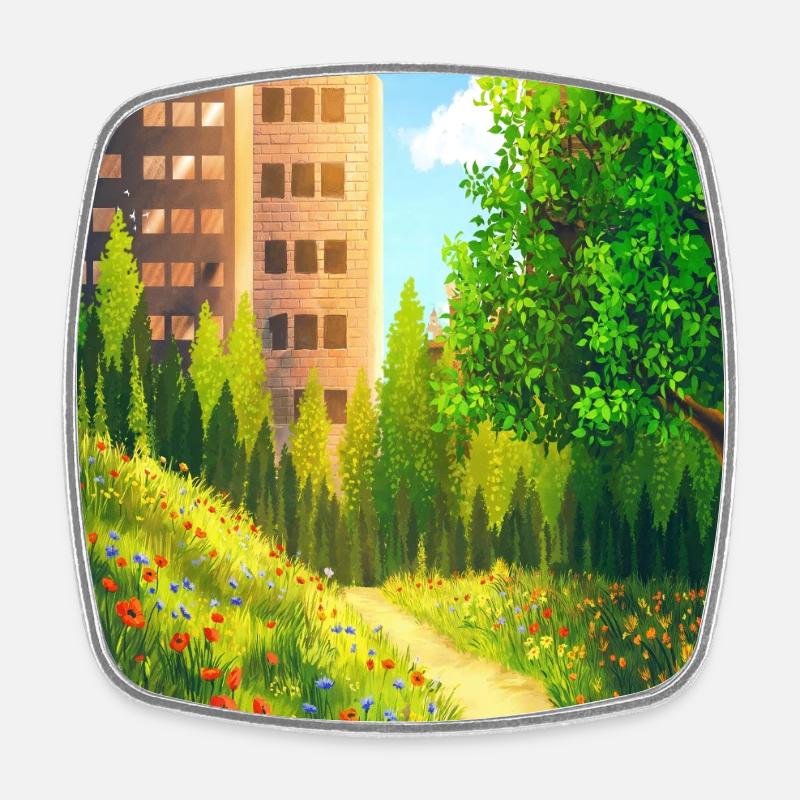 Urban Floral Trail - Square fridge magnet - white