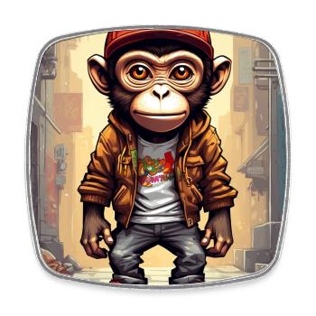 Skate-Monkey im Großstadt-Style - Viereckiger Kühlschrankmagnet - Weiß - Vorne