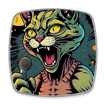 Karaoke-Katze 1 - Viereckiger Kühlschrankmagnet - Weiß - Vorne