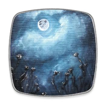 Mystical Moonlit Night Scene - Square fridge magnet - white - Front