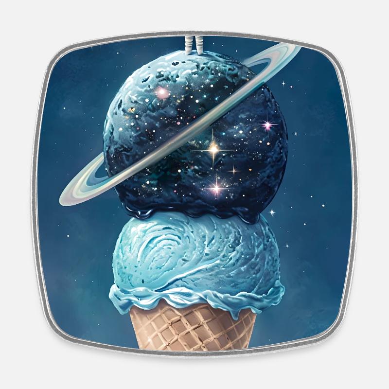 Helado espacial y astronauta en la cima - Square fridge magnet - white