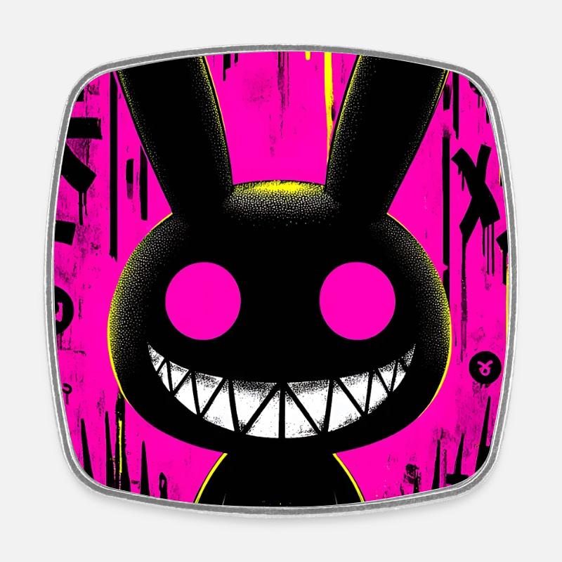 Lapin Noir Électro - Magnet carré - blanc