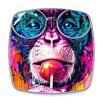 Psychedelischer Big Jumpsuit mit Brille und Lutscher - Viereckiger Kühlschrankmagnet - Weiß - Vorne