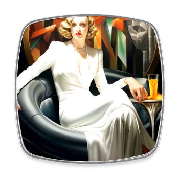 Femme élégante vêtue de blanc dans le style Art Déco - Magnet carré - blanc - Devant