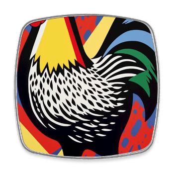 Farbiger Hahn in Abstrakter Darstellung Pop Art - Viereckiger Kühlschrankmagnet - Weiß - Vorne