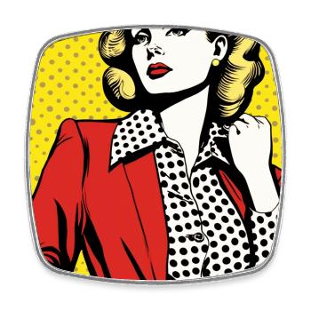 Pop Art Dame Roter Blazer gepunktete Bluse Mode - Viereckiger Kühlschrankmagnet - Weiß - Vorne