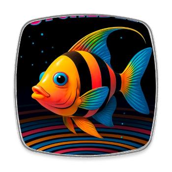 Psychedelische Fische in Spiralen - Viereckiger Kühlschrankmagnet - Weiß - Vorne