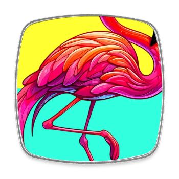 Flamant - Magnet carré - blanc - Devant