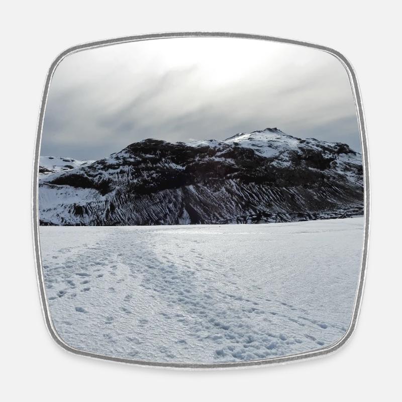 Snowbound Horizon Under Pale Sun - Square fridge magnet - white
