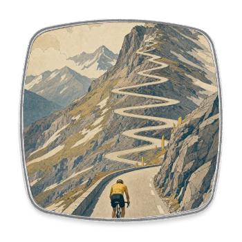 Weg zum Gipfel – Radfahrer-Erinnerung - Viereckiger Kühlschrankmagnet - Weiß - Vorne