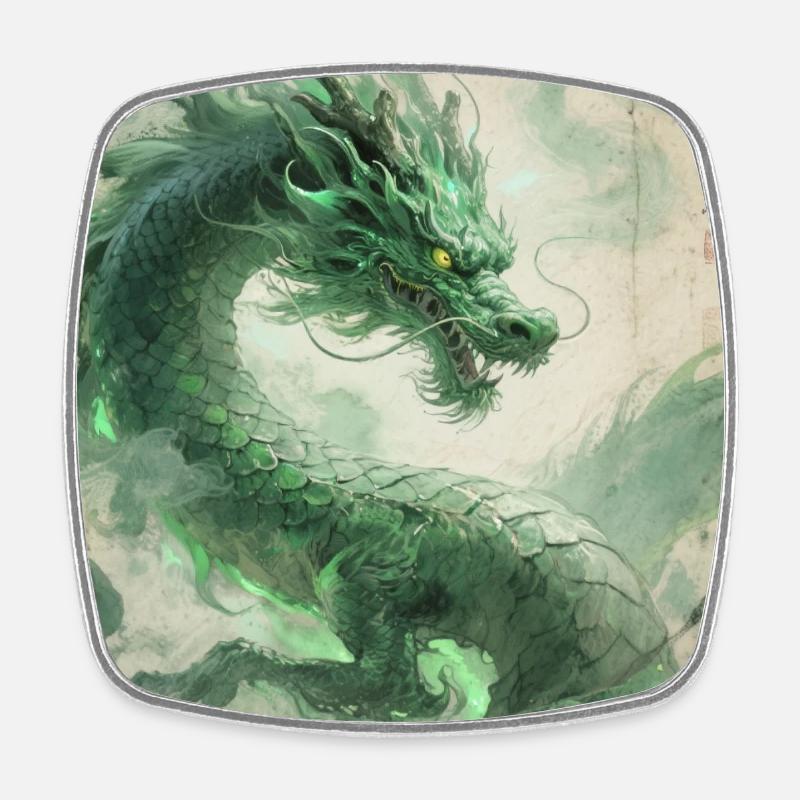 L'Éveil du Dragon : Qinglong - Prospérité Oriental - Magnet carré - blanc