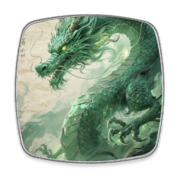 The Emerald Guardian: Qinglong - Eternal Force - Square fridge magnet - white - Front