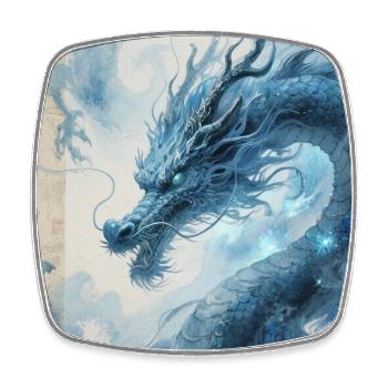Der Meister der Flut: Blauer Drache – Wirbelwind - Viereckiger Kühlschrankmagnet - Weiß - Vorne