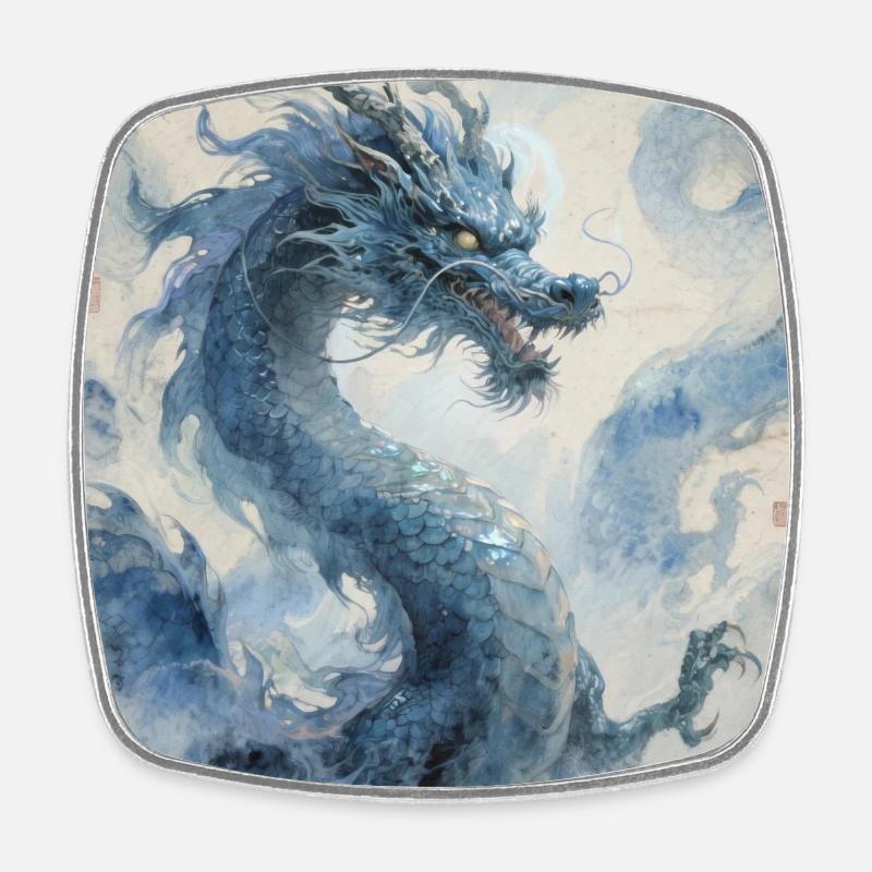 L'Apothéose Céleste : Dragon Bleu – Infinité - Magnet carré - blanc