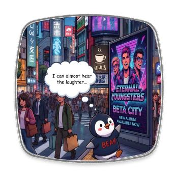 Beak in Japan -  Penguin Tokyo Band Humor Design - Viereckiger Kühlschrankmagnet - Weiß - Vorne