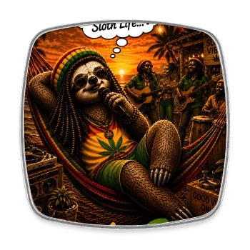 Ganja Sloth – Just Gimme Sloth Life Reggae Design - Magnet carré - blanc - Devant